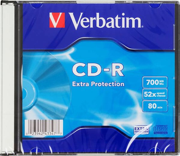 Диск CD-R Verbatim 0.68359375Gb 52x Slim case (200шт)