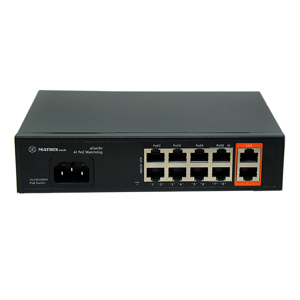 Коммутатор MATRIXtech M-PS8200G-V2 10x, 8-ми канальный PoE